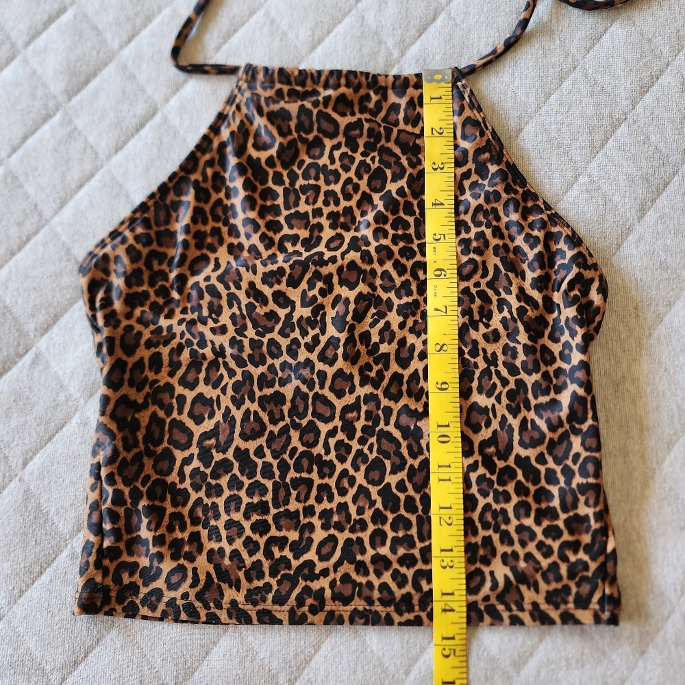 Kortni Jeane Cheetah Halter Swim Top Medium - Picture 11 of 11